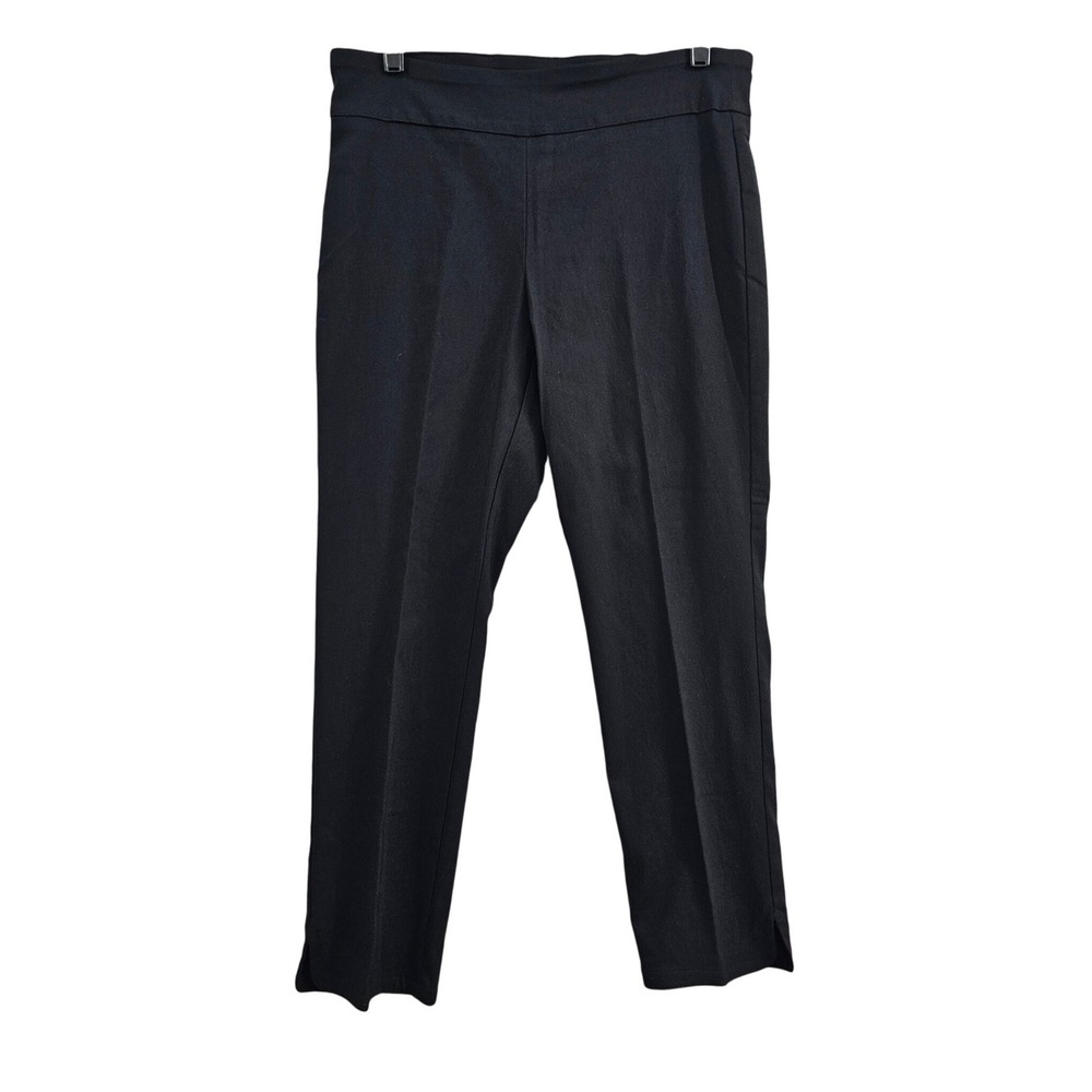 Van Heusen Super Stretch Pull On Crop Pants Women 10 Black Solid Slim Fit Office